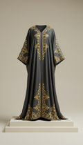 Silk Abaya with Gold Embroidery