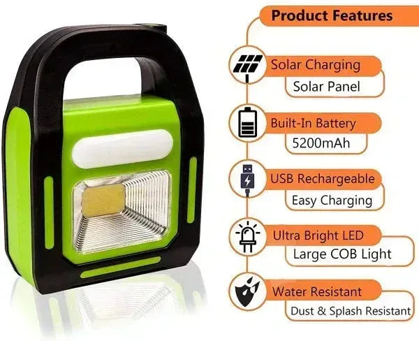 Hurry Bolt LED Work Light - Rechargeable Solar Emergency Torch with 3 Lighting Modes - Mix Bazar - Mix Bazar